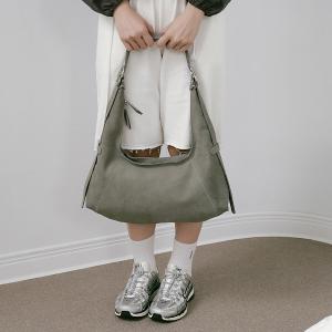 Supportingrole簡約半月形輪廓真皮手提肩斜背托特包 質感灰綠