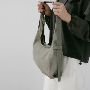 Supportingrole簡約半月形輪廓真皮手提肩斜背托特包 質感灰綠