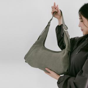 Supportingrole簡約半月形輪廓真皮手提肩斜背托特包 質感灰綠