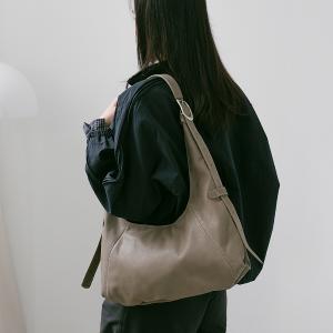 Supportingrole簡約半月形輪廓真皮手提肩斜背托特包 質感棕