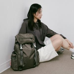 supportingrole 輕盈柔和抽繩元素多用手提斜肩背包 軍綠