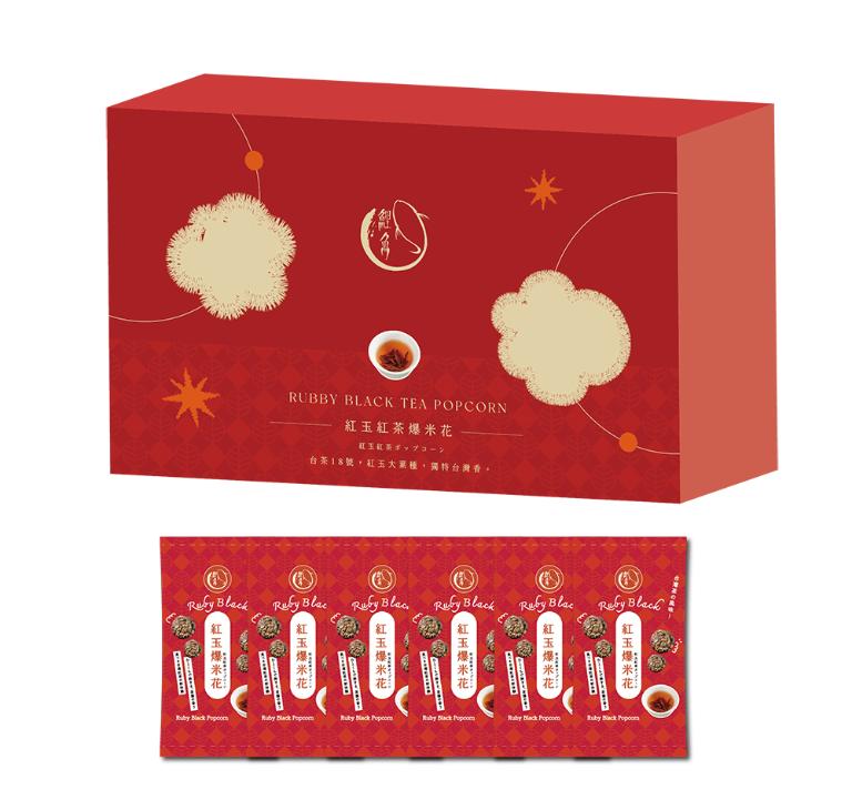 鯉魚 紅玉紅茶爆米花(盒裝6入)*2盒+鐵觀音爆米花(盒裝6入)*2盒