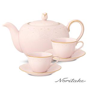新芽-下午茶杯碟5件組_粉茶壺+粉咖啡對杯(禮盒組)(可微波)