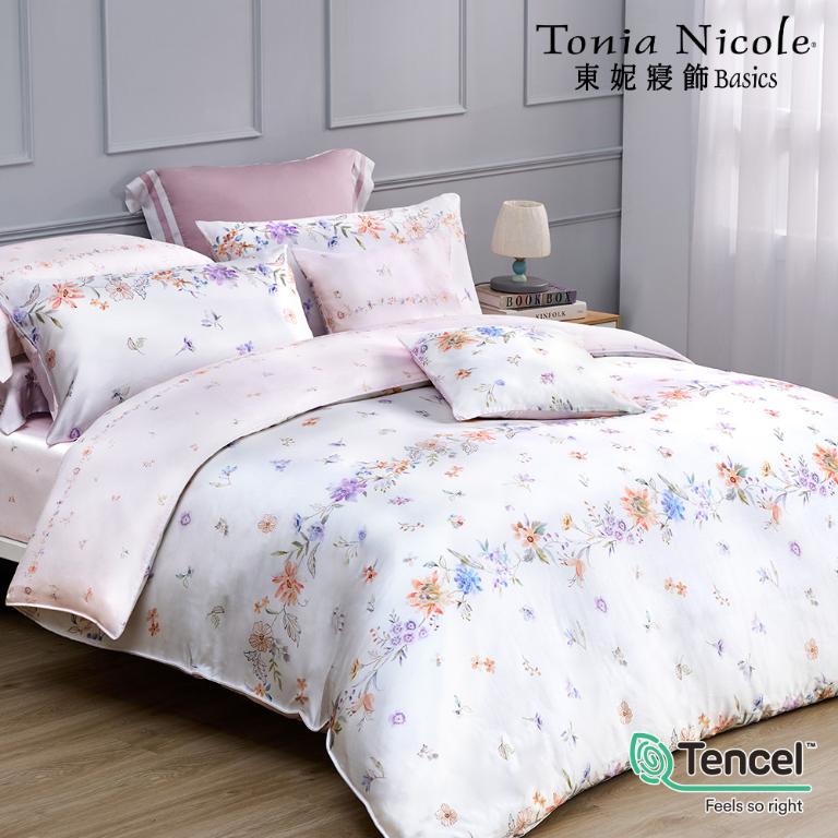 【Tonia Nicole 東妮寢飾】恬夢花園60支環保印染100%萊賽爾天絲兩用被床包組(雙人)