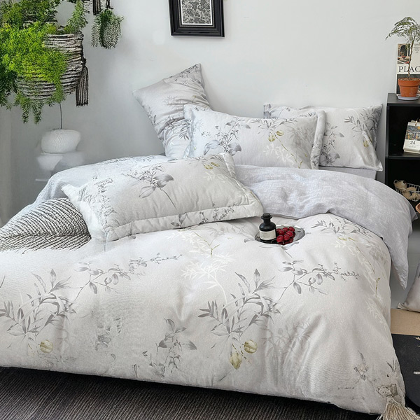 【DUYAN 竹漾】40支100%天絲雙人四件式鋪棉兩用被床包組 / 花庭清語 台灣製