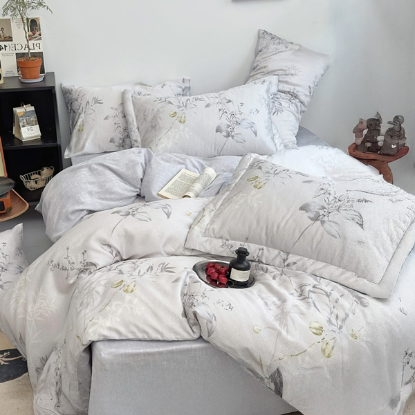 【DUYAN 竹漾】40支100%天絲雙人四件式鋪棉兩用被床包組 / 花庭清語 台灣製