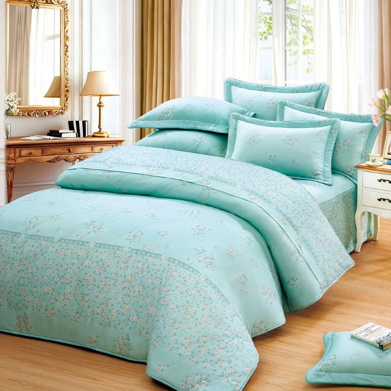 【DUYAN 竹漾】雙人/加大 - 七件式床罩 / 40支精梳棉 / 青蘿花庭 台灣製