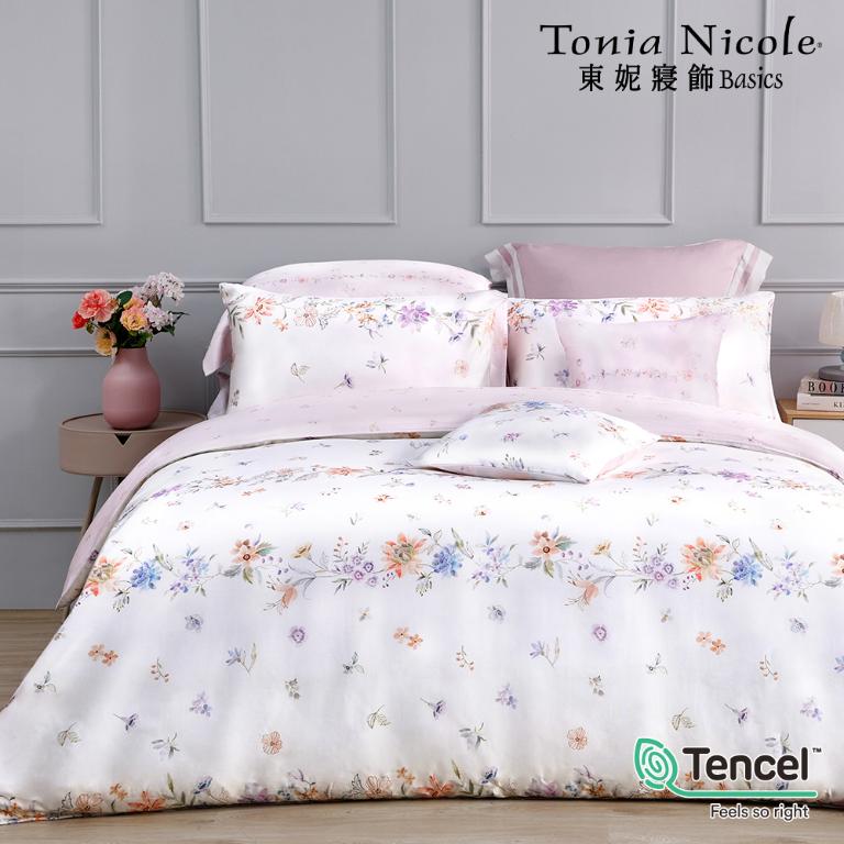 【Tonia Nicole 東妮寢飾】恬夢花園60支環保印染100%萊賽爾天絲兩用被床包組(雙人)