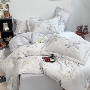 【DUYAN 竹漾】40支100%天絲雙人四件式鋪棉兩用被床包組 / 花庭清語 台灣製