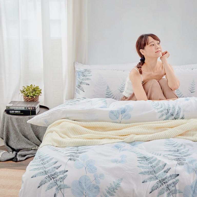 【DUYAN 竹漾】萊賽爾纖維雙人加大四件式鋪棉兩用被床包組 / 荷塘月色 台灣製