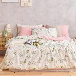 【DUYAN 竹漾】床包被套組(鋪棉兩用被套)-單人 / 舒柔棉三件式 / 唯莓戀語