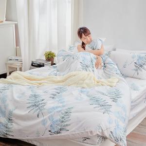 【DUYAN 竹漾】萊賽爾纖維雙人四件式鋪棉兩用被床包組 / 荷塘月色 台灣製