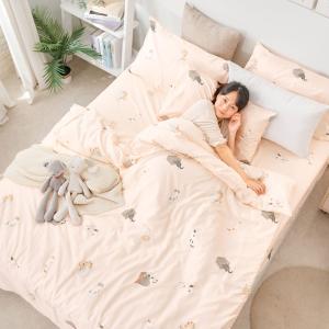 【DUYAN 竹漾】萊賽爾纖維雙人加大四件式鋪棉兩用被床包組 / 尋覓小貓 台灣製