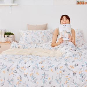 【DUYAN 竹漾】萊賽爾纖維雙人四件式鋪棉兩用被床包組 / 鈴花白露 台灣製