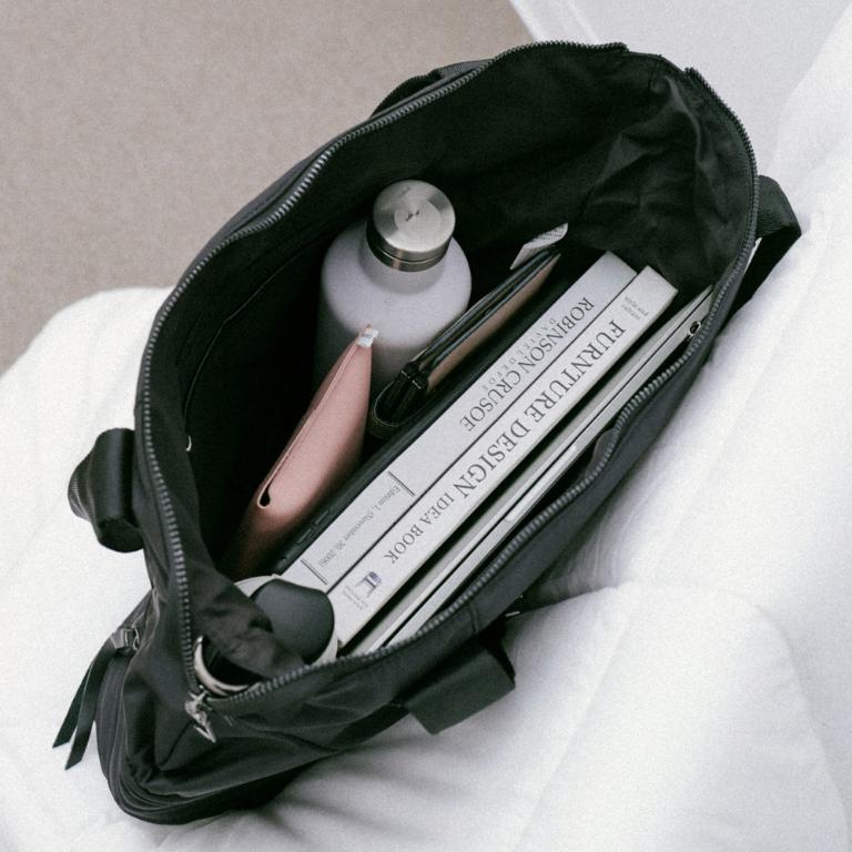 supportingrole 俐落線條結構感斜肩後背手提3用托特包 黑