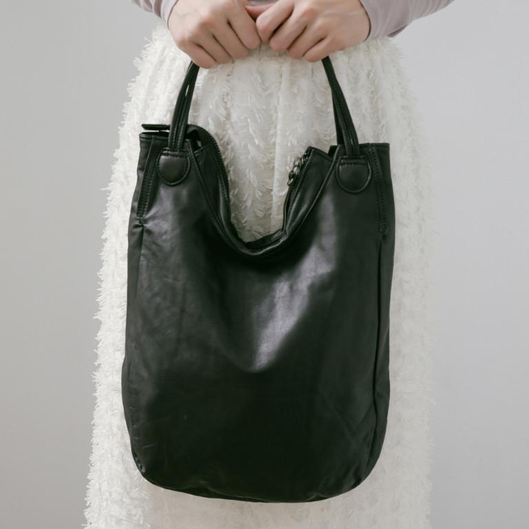 supportingrole 立體輕量廓形優雅慵懶輕量真皮肩背手提托特包 黑