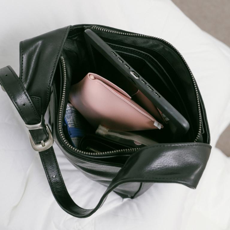 Supportingrole 簡約百搭輕量兩用真皮手提肩背腋下托特包 黑