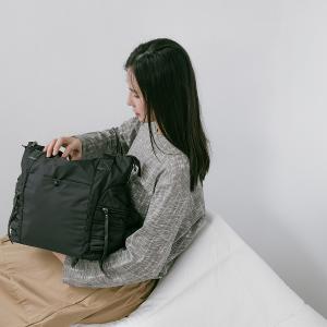 supportingrole 俐落線條結構感斜肩後背手提3用托特包 黑