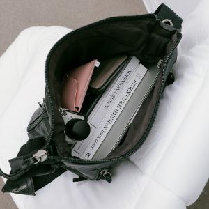 supportingrole 大容量口袋百搭俐落線條設計手提肩斜背包 黑