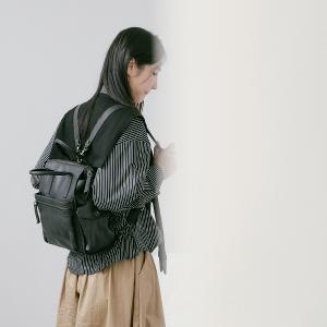 Supportingrole 簡約多隔層多口袋真皮後背包 復古黑