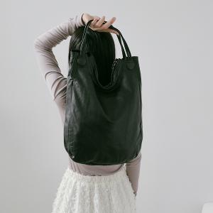 supportingrole 立體輕量廓形優雅慵懶輕量真皮肩背手提托特包 黑