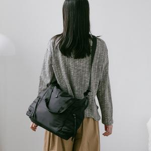 supportingrole 俐落線條結構感斜肩後背手提3用托特包 黑