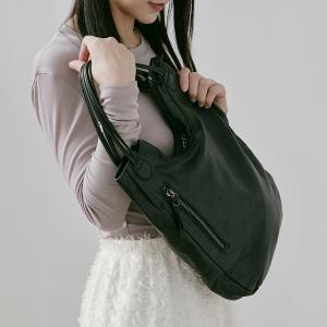 supportingrole 立體輕量廓形優雅慵懶輕量真皮肩背手提托特包 黑