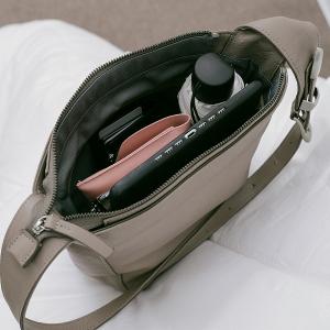 Supportingrole 簡約百搭輕量兩用真皮手提肩背腋下托特包 質感灰