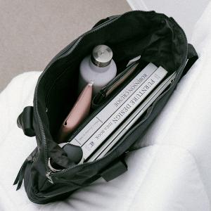 supportingrole 俐落線條結構感斜肩後背手提3用托特包 黑