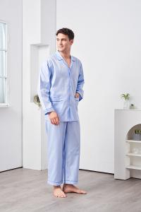 GOLDDEER金鹿 - 雅仕人字斜紋素色秋季款國民領長袖褲裝睡衣-【M4241】