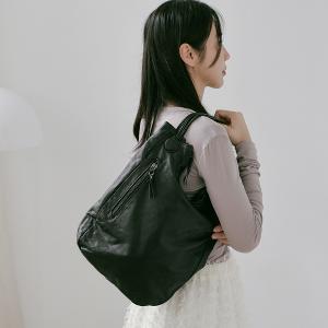 supportingrole 立體輕量廓形優雅慵懶輕量真皮肩背手提托特包 黑