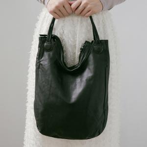 supportingrole 立體輕量廓形優雅慵懶輕量真皮肩背手提托特包 黑