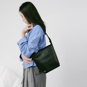 Supportingrole 簡約百搭輕量兩用真皮手提肩背腋下托特包 黑