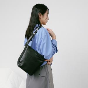 Supportingrole 簡約百搭輕量兩用真皮手提肩背腋下托特包 黑