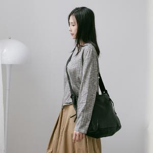 supportingrole 大容量口袋百搭俐落線條設計手提肩斜背包 黑