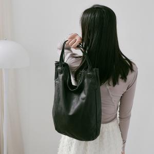 supportingrole 立體輕量廓形優雅慵懶輕量真皮肩背手提托特包 黑