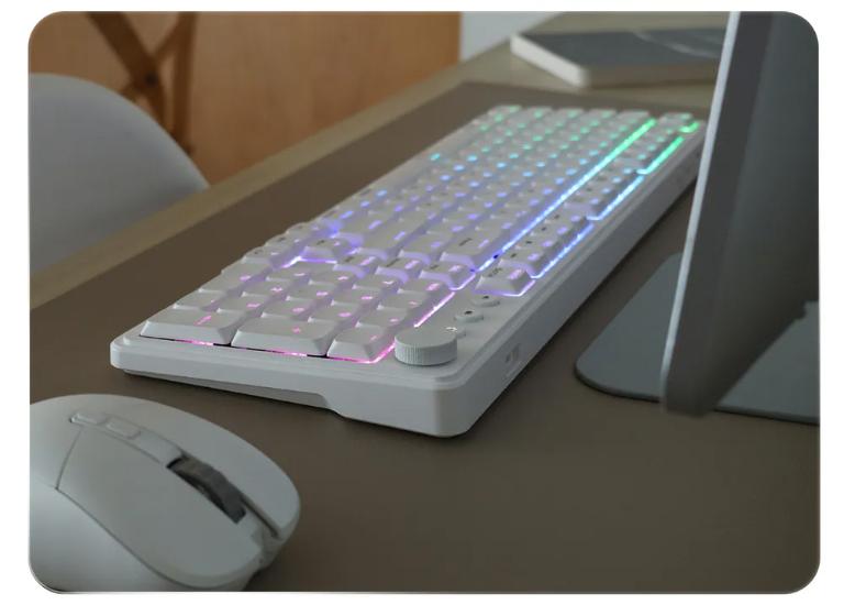 irocks K107R RGB 熱插拔三模矮軸無線機械鍵盤 白色
