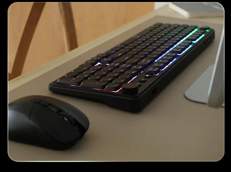 irocks K107R RGB 熱插拔三模矮軸無線機械鍵盤 黑
