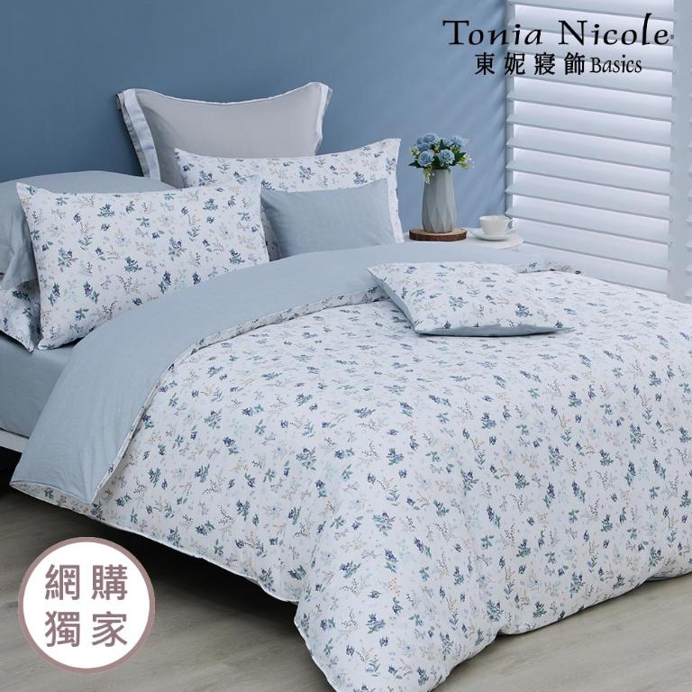 【Tonia Nicole 東妮寢飾】月影花畔100%精梳棉兩用被床包組(雙人)