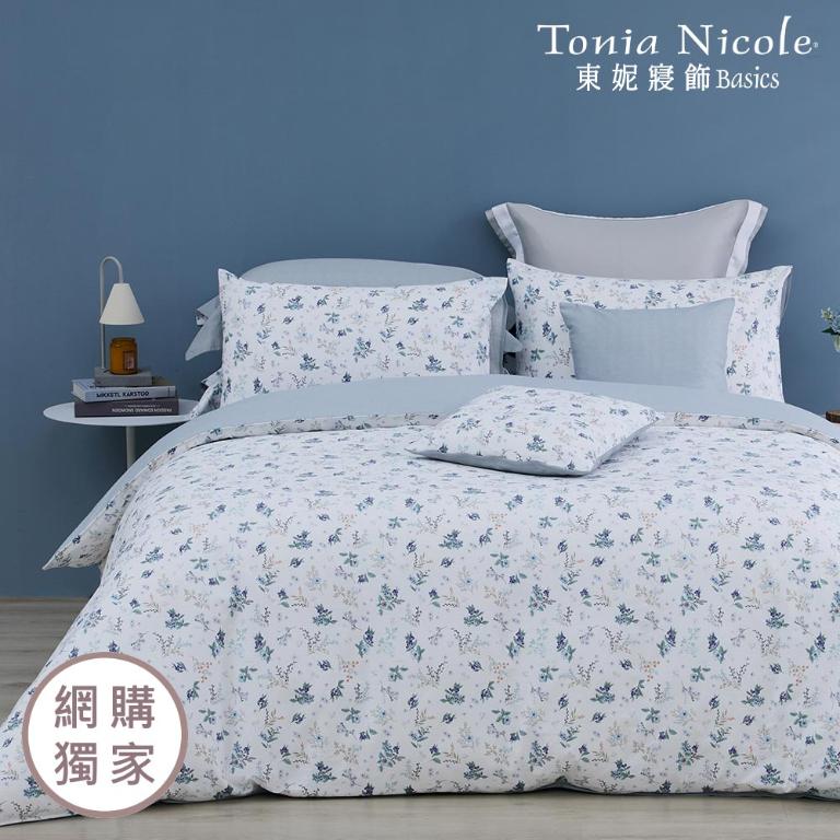 【Tonia Nicole 東妮寢飾】月影花畔100%精梳棉兩用被床包組(雙人)