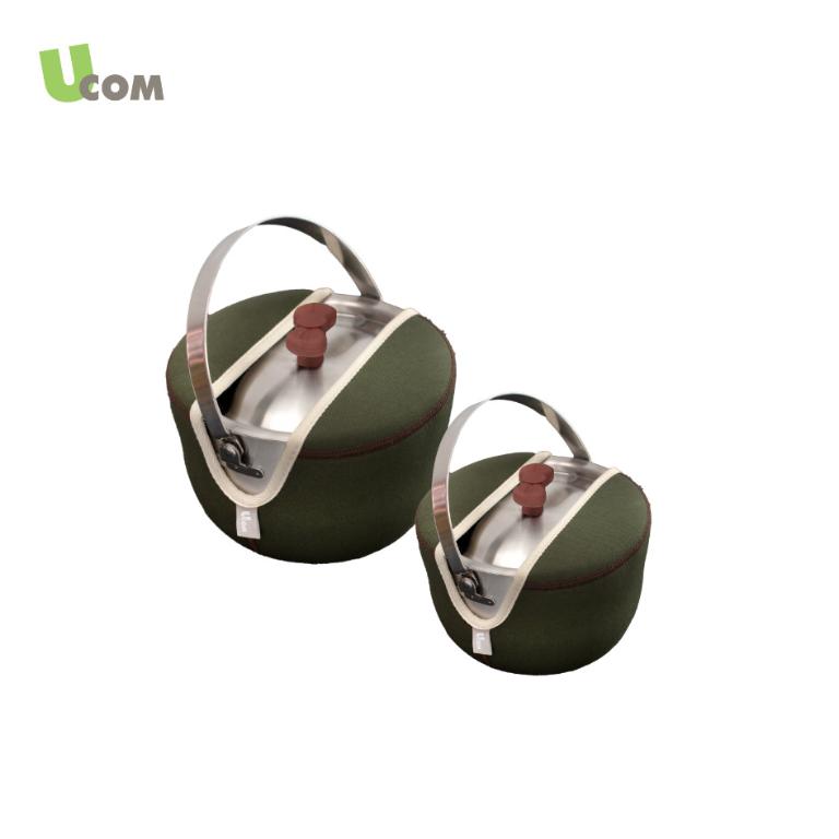 叢林綠系列蝴蝶結防溢提鍋附提袋19+14cm #UC-1912JG316+UC-1409JG316