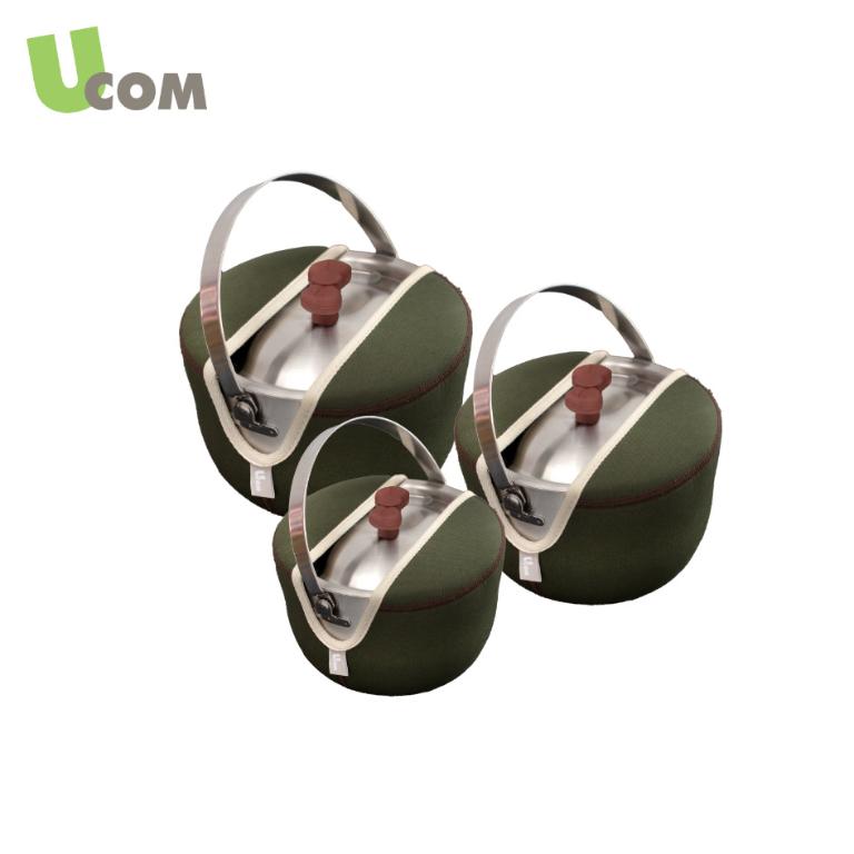 叢林綠系列蝴蝶結防溢提鍋附提袋22+19+14cm #UC-2214JG316+UC-1912JG316+UC-1409JG316
