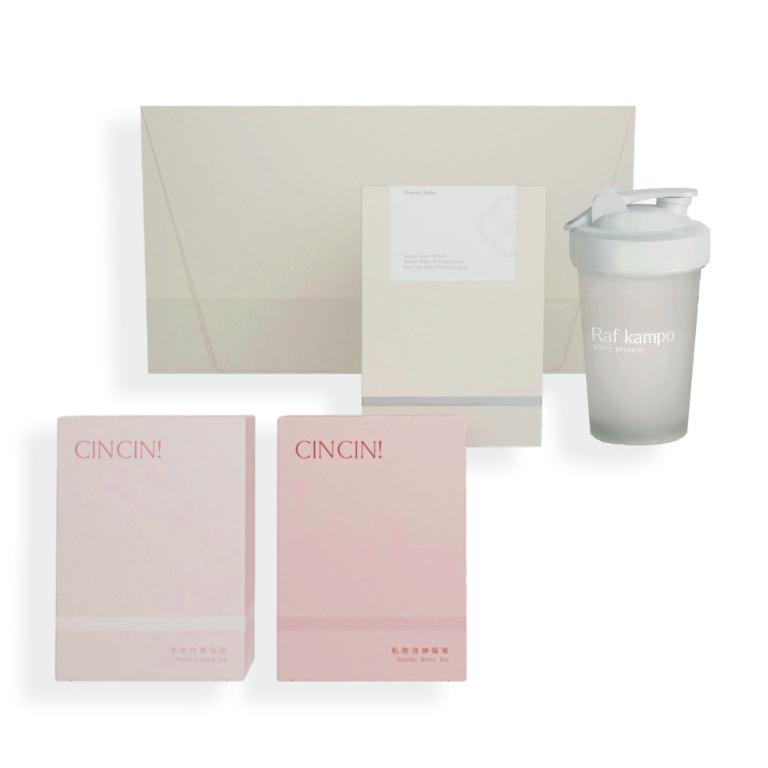Raf kampo 超值大禮包（8入蛋白飲＋1盒洛神莓果1盒水光白桃＋品牌搖搖杯）