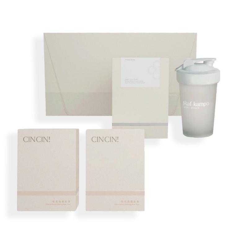 Raf kampo 超值大禮包（8入蛋白飲＋2盒桂花烏龍＋品牌搖搖杯）