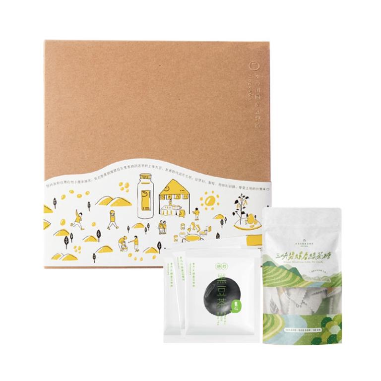 《禾乃川》禮盒 (焙炒青仁黑豆茶包7包X三峽碧螺春茶糖1包)