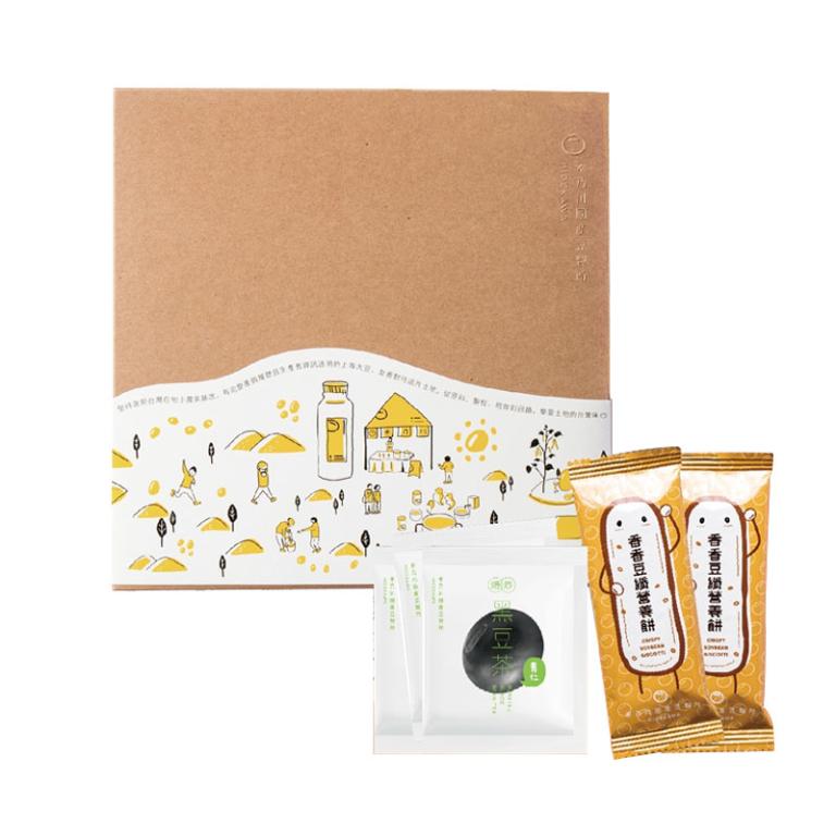 《禾乃川》禮盒 (焙炒青仁黑豆茶包7包X香香豆纖營養餅1盒)
