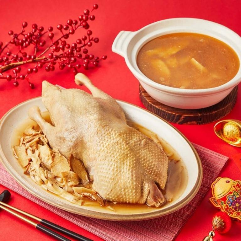 【星廚饌】年菜7件組(富貴鴨+佛跳牆+糯米糕+烏骨雞湯+豬腳+嫩排+鹹豬肉)