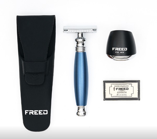 FREED 尊爵四件組雙刃安全刮鬍刀禮盒-時尚藍