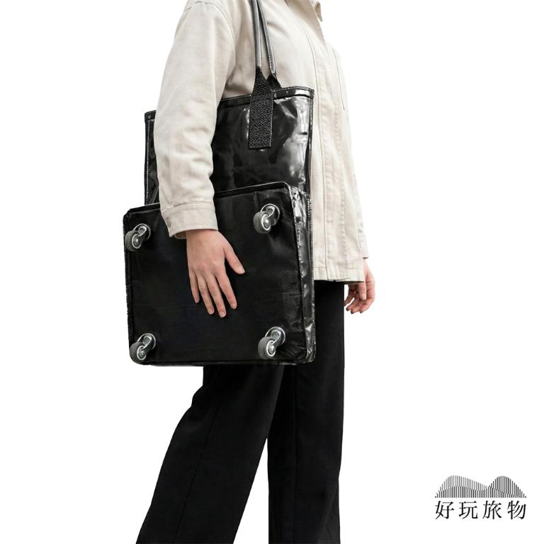 【好玩旅物】滑輪行李袋超大容量保溫層折疊拖輪包｜360度萬向輪買菜車旅行袋