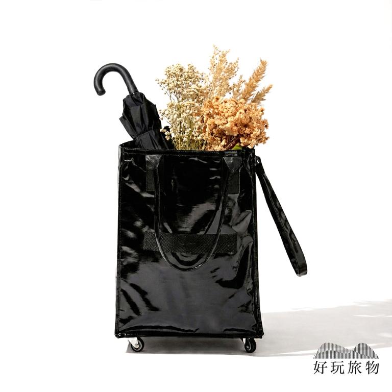 【好玩旅物】滑輪行李袋超大容量保溫層折疊拖輪包｜360度萬向輪買菜車旅行袋